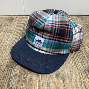 Patagonia Range Cap Flannel Plaid Denim Brim Snapback Adjustable Hat Men’s blue